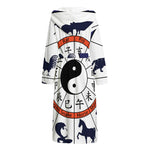 Yin Yang Chinese Zodiac Wheel Print Hooded Bathrobe