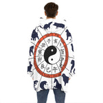 Yin Yang Chinese Zodiac Wheel Print Hoodie Blanket