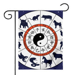 Yin Yang Chinese Zodiac Wheel Print House Flag