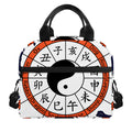 Yin Yang Chinese Zodiac Wheel Print Insulated Lunch Bag