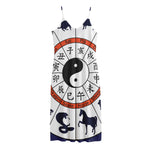 Yin Yang Chinese Zodiac Wheel Print Jersey Midi Cami Dress