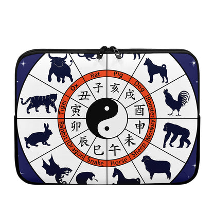 Yin Yang Chinese Zodiac Wheel Print Laptop Sleeve
