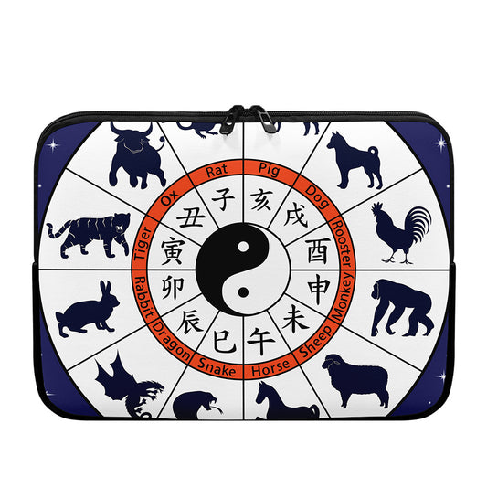 Yin Yang Chinese Zodiac Wheel Print Laptop Sleeve
