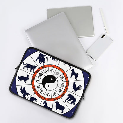 Yin Yang Chinese Zodiac Wheel Print Laptop Sleeve