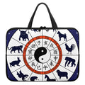 Yin Yang Chinese Zodiac Wheel Print Laptop Sleeve With Handle