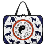 Yin Yang Chinese Zodiac Wheel Print Laptop Sleeve With Handle