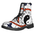 Yin Yang Chinese Zodiac Wheel Print Lace-Up Boots