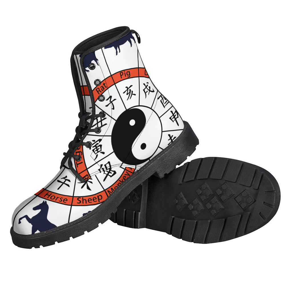 Yin Yang Chinese Zodiac Wheel Print Backpack
