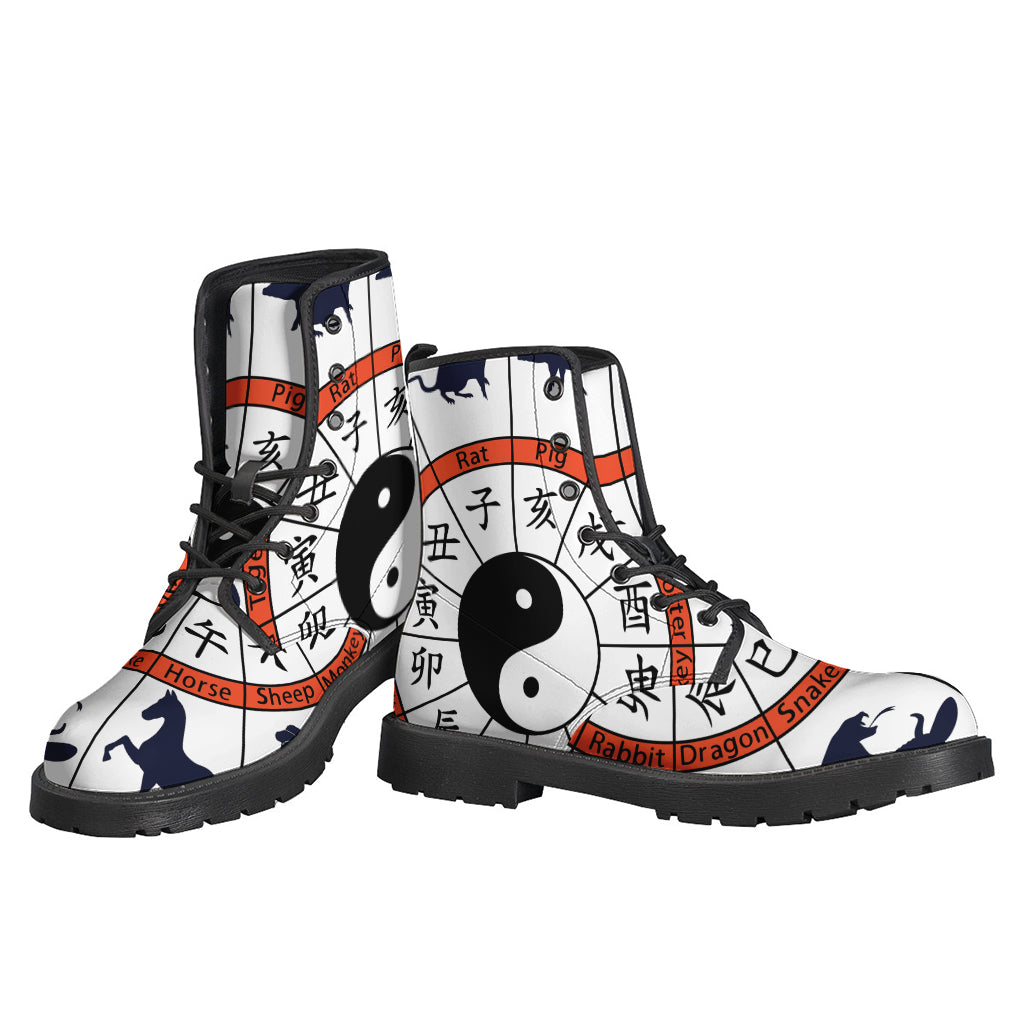 Yin Yang Chinese Zodiac Wheel Print Backpack