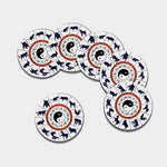Yin Yang Chinese Zodiac Wheel Print Leather Coaster Set