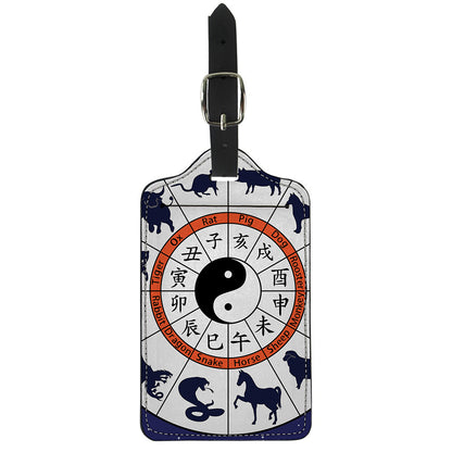 Yin Yang Chinese Zodiac Wheel Print Luggage Tag