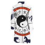 Yin Yang Chinese Zodiac Wheel Print Men's Bathrobe