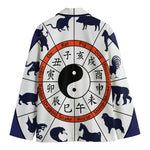 Yin Yang Chinese Zodiac Wheel Print Men's Blazer