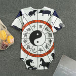 Yin Yang Chinese Zodiac Wheel Print Men's Bodysuit
