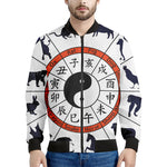 Yin Yang Chinese Zodiac Wheel Print Men's Bomber Jacket