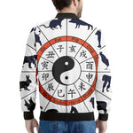 Yin Yang Chinese Zodiac Wheel Print Men's Bomber Jacket