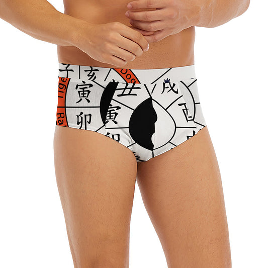 Yin Yang Chinese Zodiac Wheel Print Men's Briefs
