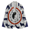Yin Yang Chinese Zodiac Wheel Print Men's Cotton Blazer
