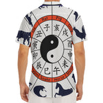Yin Yang Chinese Zodiac Wheel Print Men's Deep V-Neck Shirt
