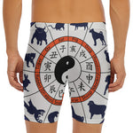 Yin Yang Chinese Zodiac Wheel Print Men's Long Boxer Briefs