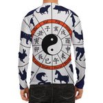 Yin Yang Chinese Zodiac Wheel Print Men's Long Sleeve Rash Guard