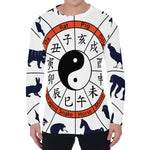 Yin Yang Chinese Zodiac Wheel Print Men's Long Sleeve T-Shirt