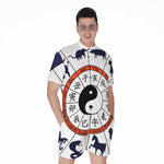 Yin Yang Chinese Zodiac Wheel Print Men's Rompers