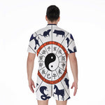 Yin Yang Chinese Zodiac Wheel Print Men's Rompers