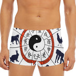 Yin Yang Chinese Zodiac Wheel Print Men's Short Boxer Briefs