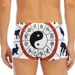 Yin Yang Chinese Zodiac Wheel Print Men's Short Boxer Briefs