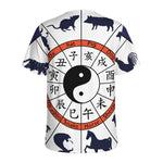 Yin Yang Chinese Zodiac Wheel Print Men's Sports T-Shirt