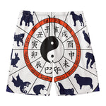 Yin Yang Chinese Zodiac Wheel Print Men's Swim Trunks