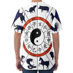 Yin Yang Chinese Zodiac Wheel Print Men's Velvet T-Shirt