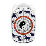 Yin Yang Chinese Zodiac Wheel Print Mesh Laundry Hamper