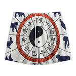 Yin Yang Chinese Zodiac Wheel Print Mesh Shorts