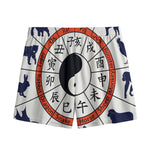 Yin Yang Chinese Zodiac Wheel Print Mesh Shorts