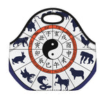 Yin Yang Chinese Zodiac Wheel Print Neoprene Lunch Bag