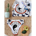 Yin Yang Chinese Zodiac Wheel Print One Shoulder Bikini Top