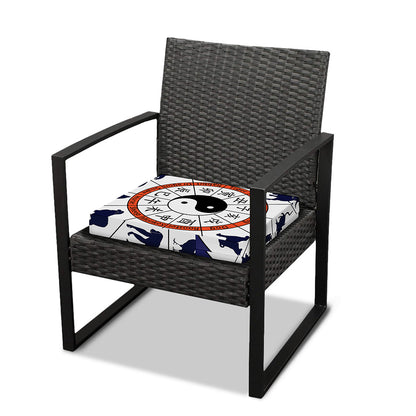 Yin Yang Chinese Zodiac Wheel Print Outdoor Seat Cushion Cover