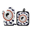 Yin Yang Chinese Zodiac Wheel Print Oven Mitt And Pot Holder Set