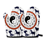 Yin Yang Chinese Zodiac Wheel Print Oven Mitts