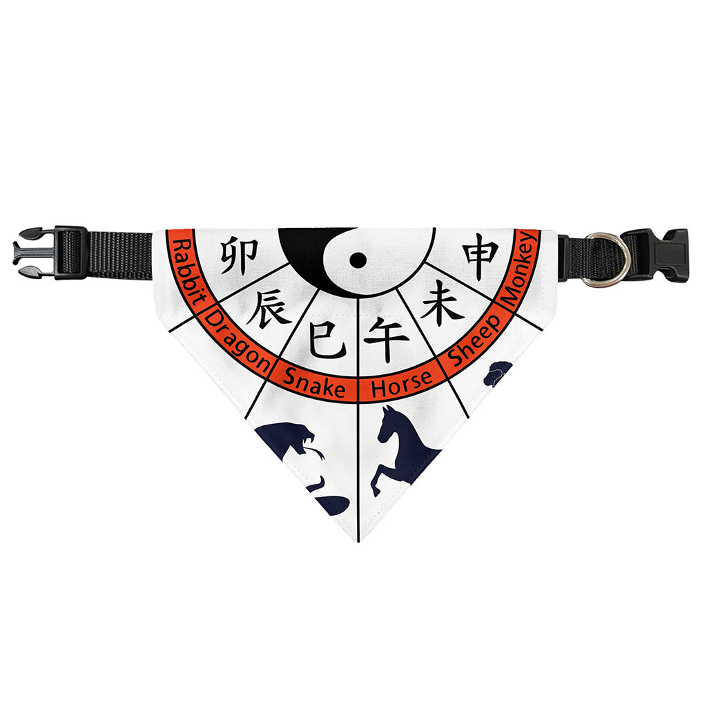 Yin Yang Chinese Zodiac Wheel Print Over The Collar Dog Bandana