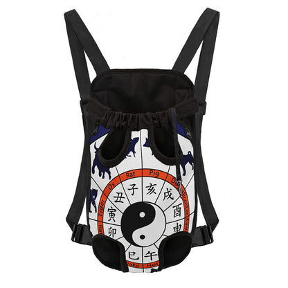 Yin Yang Chinese Zodiac Wheel Print Pet Carrier Backpack