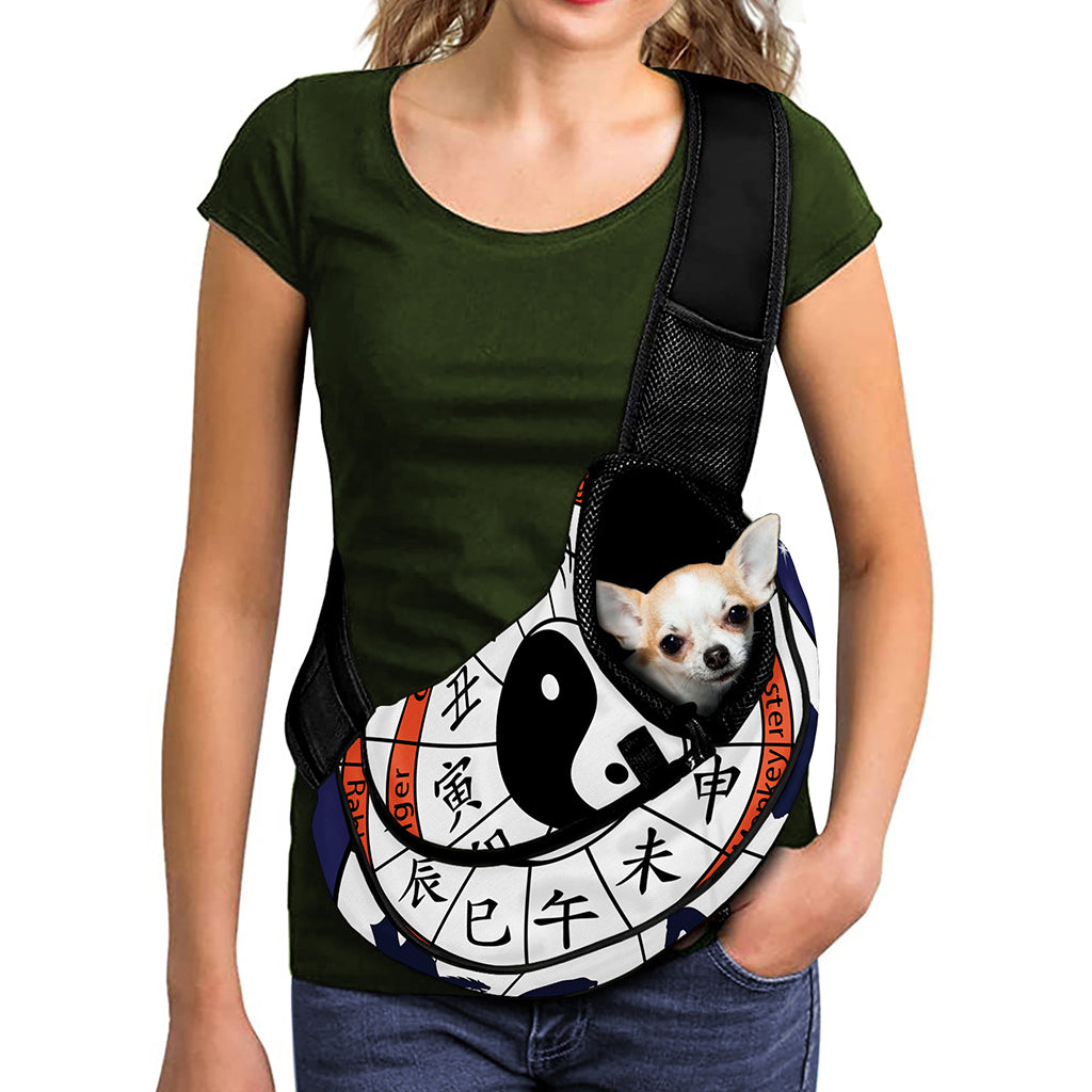 Yin Yang Chinese Zodiac Wheel Print Pet Sling Carrier