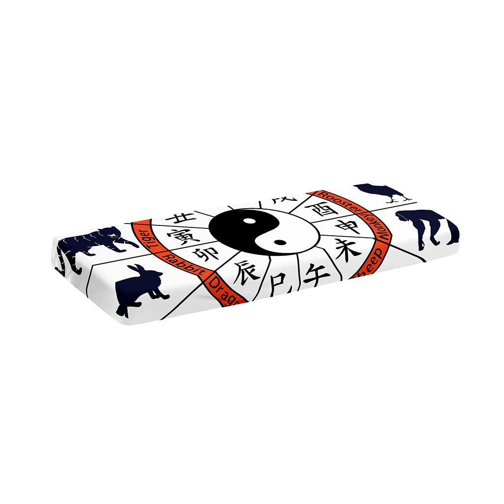 Yin Yang Chinese Zodiac Wheel Print Piano Keyboard Cover
