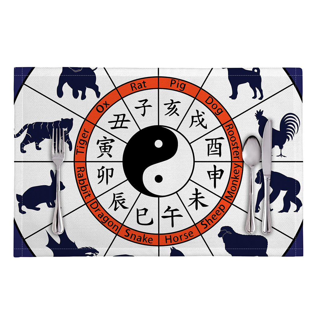 Yin Yang Chinese Zodiac Wheel Print Placemat