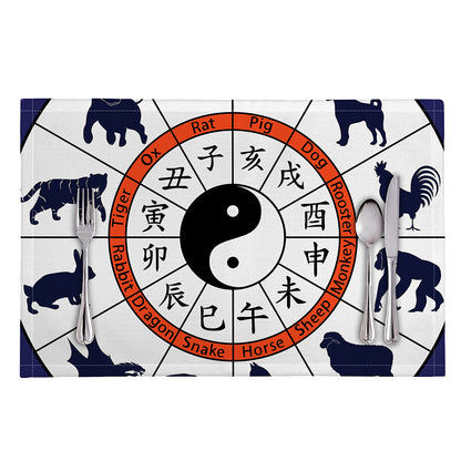 Yin Yang Chinese Zodiac Wheel Print Placemat