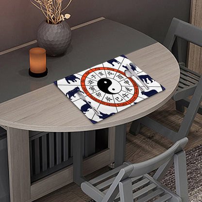 Yin Yang Chinese Zodiac Wheel Print Placemat