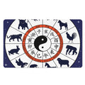 Yin Yang Chinese Zodiac Wheel Print Polyester Doormat