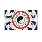 Yin Yang Chinese Zodiac Wheel Print Polyester Flag